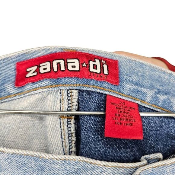 Vintage Y2K 90s Zana Di Patchwork Denim Hippie Flare jeans Boho Size 24P 100 % C - Picture 2 of 7